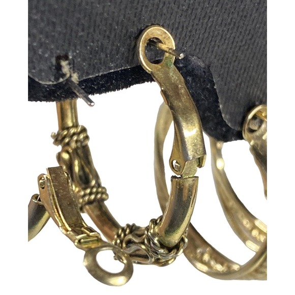 Chunky Gold Tone Twisted Hoop Earrings 2 Different Costume Jewelry Set Pierced - Picture 5 of 8